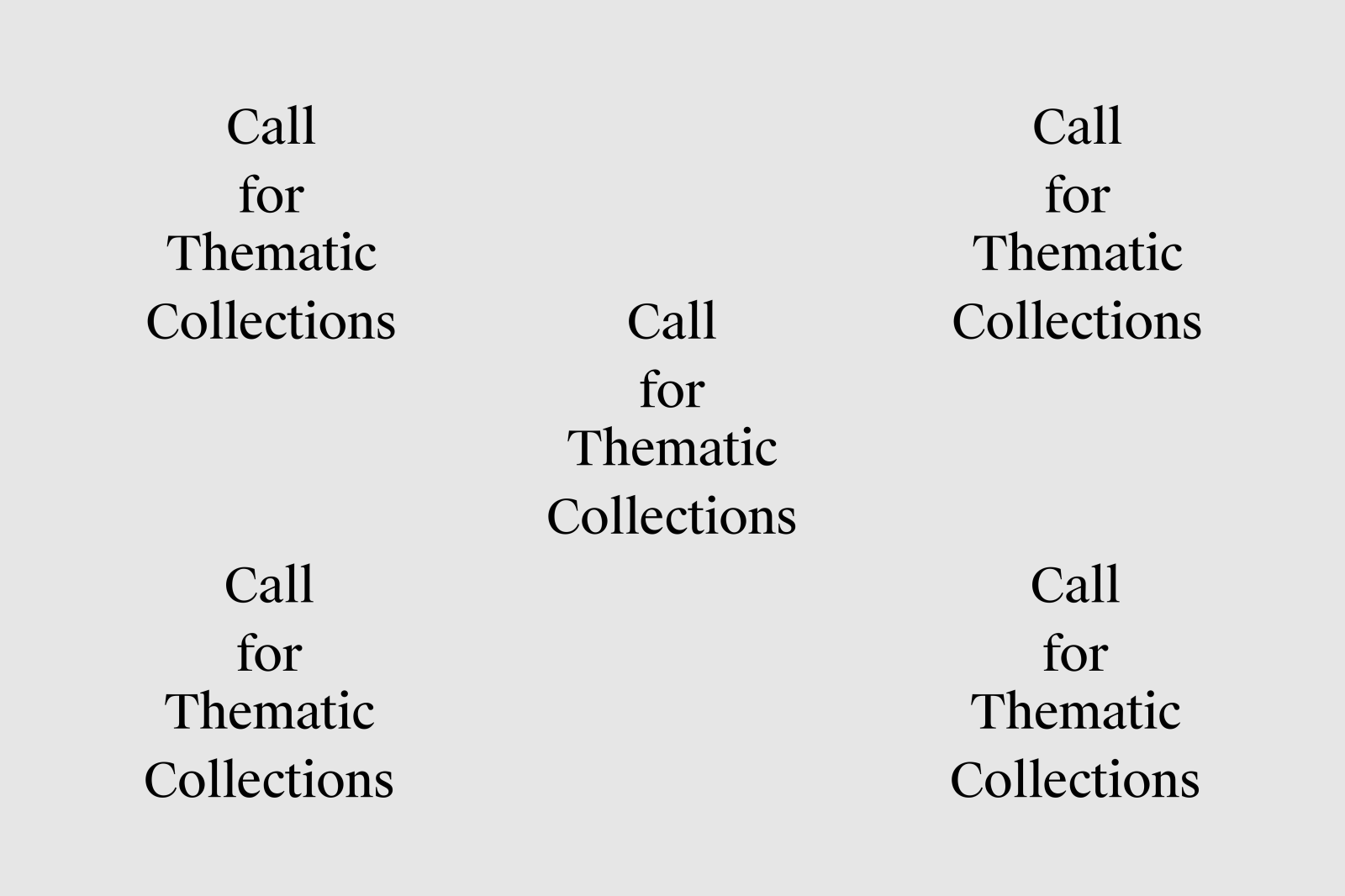 Call for Thematic Collections